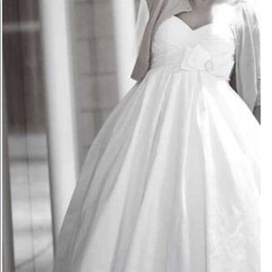 David’s Bridal wedding dress, veil & petticoat.